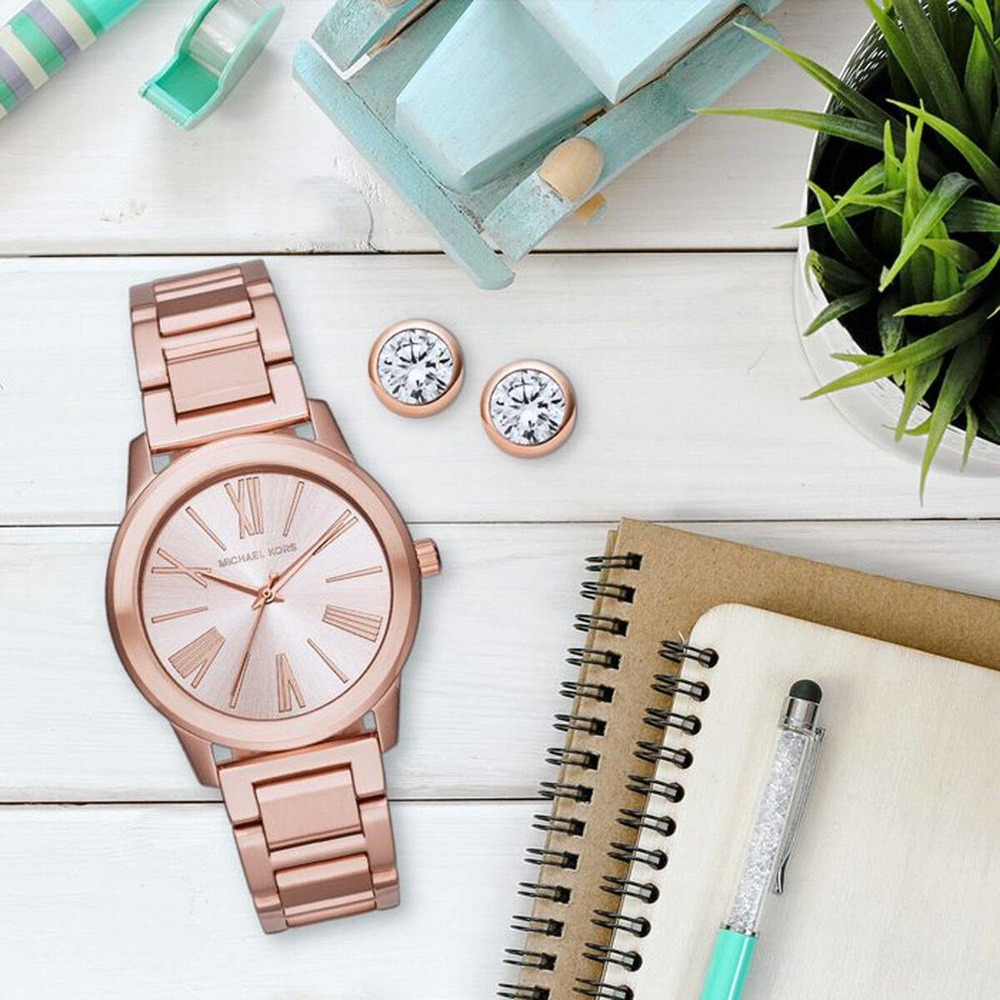 Michael Kors HARTMAN Rose Gold-Tone SS Bracelet Watch MK3491 New $225 - Picture 4 of 7